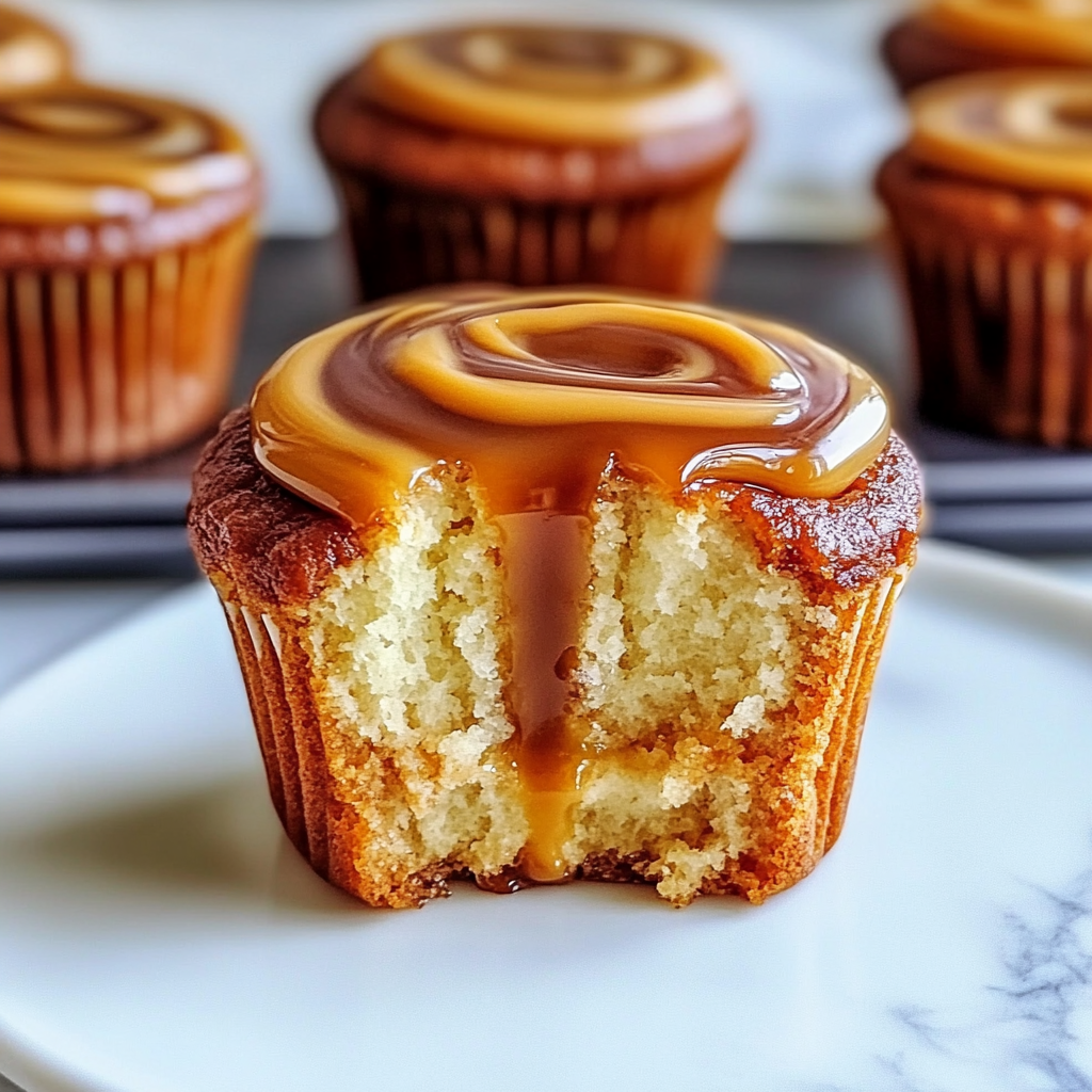 Pumpkin Cheesecake Muffins with Caramel Swirl