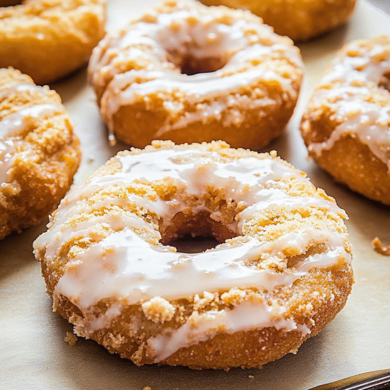 Coffee Cake Donuts with Vanilla Glaze